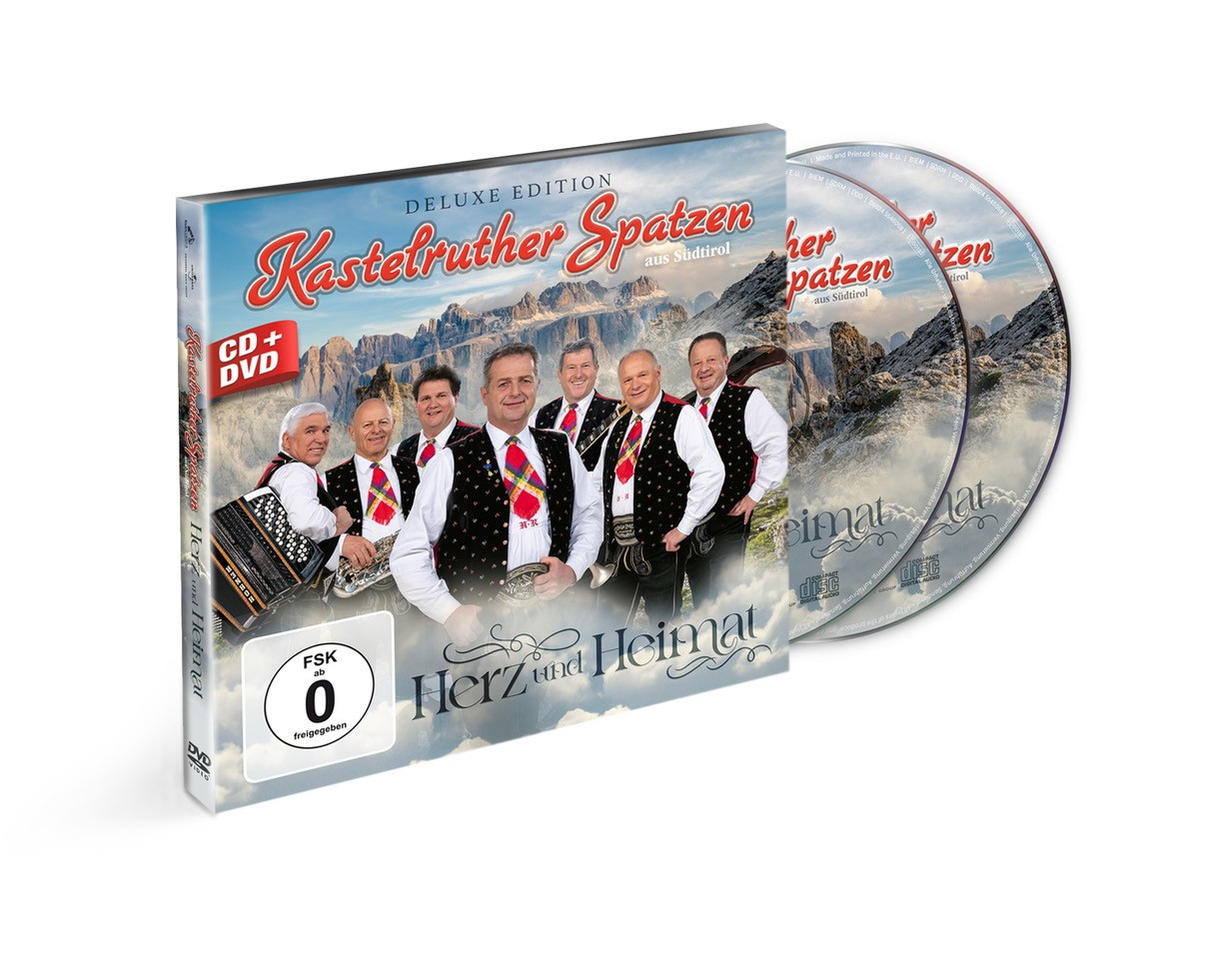 Kastelruther Spatzen CD+DVD-Set mit der Band und einer Bergszene.