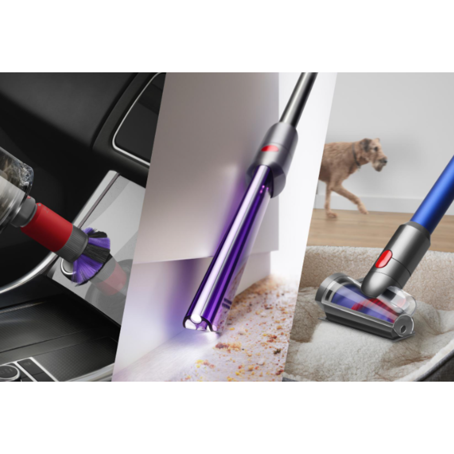 Stofzuigeropzetstukken die auto-interieur, plinten en dierenbed schoonmaken.