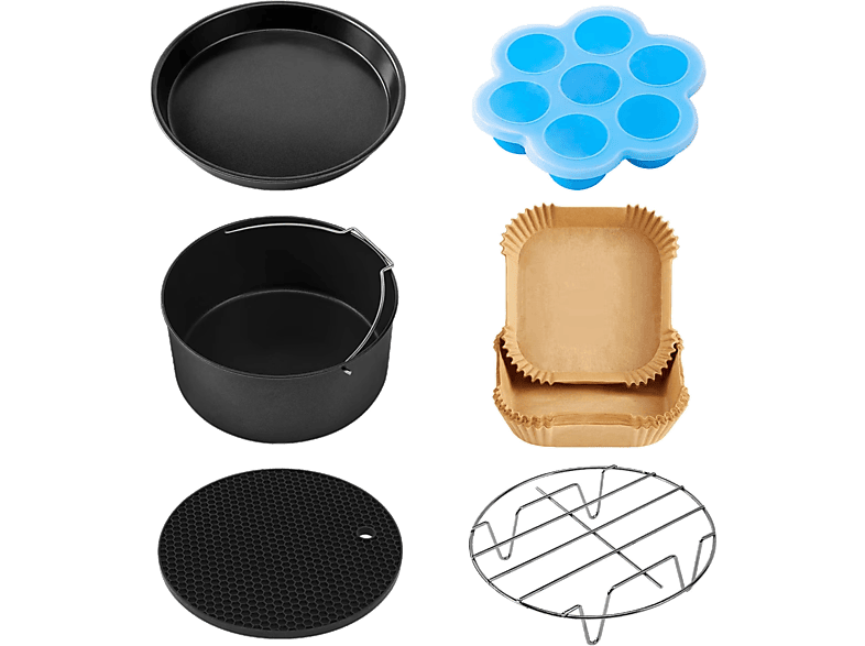 Accesorio freidora  Cecotec Cecofry Pack Accessories, 8 Accesorios, Acero  inoxidable, Apto lavavajillas, Negro y Plateado