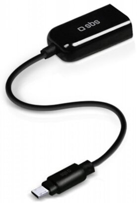 Czarny kabel USB z małym czarnym złączem i końcówką USB-C.