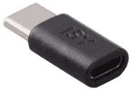 Czarny adapter USB-C. Białe tło.