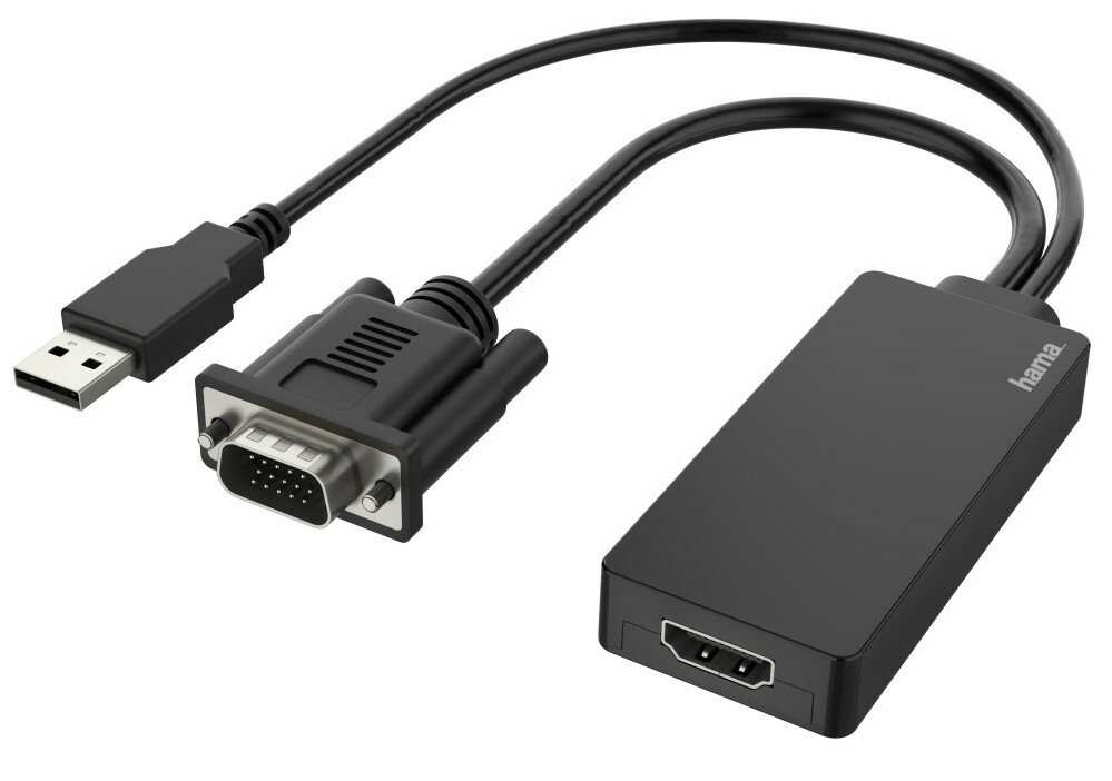 Adapter HAMA VGA+USB - HDMI (wtyk - gniazdo)
