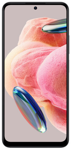 Smartfon z kolorowym, rozmytym tłem i czarną ramką.