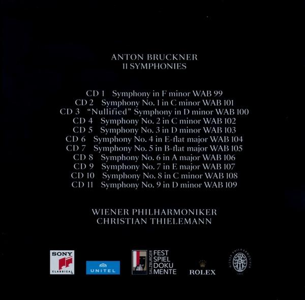 Eine Musik-CD-Rückseite mit Text, der Anton Bruckners Symphonien detailliert beschreibt.