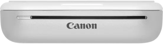 Fehér Canon nyomtató. Canon logó elöl.