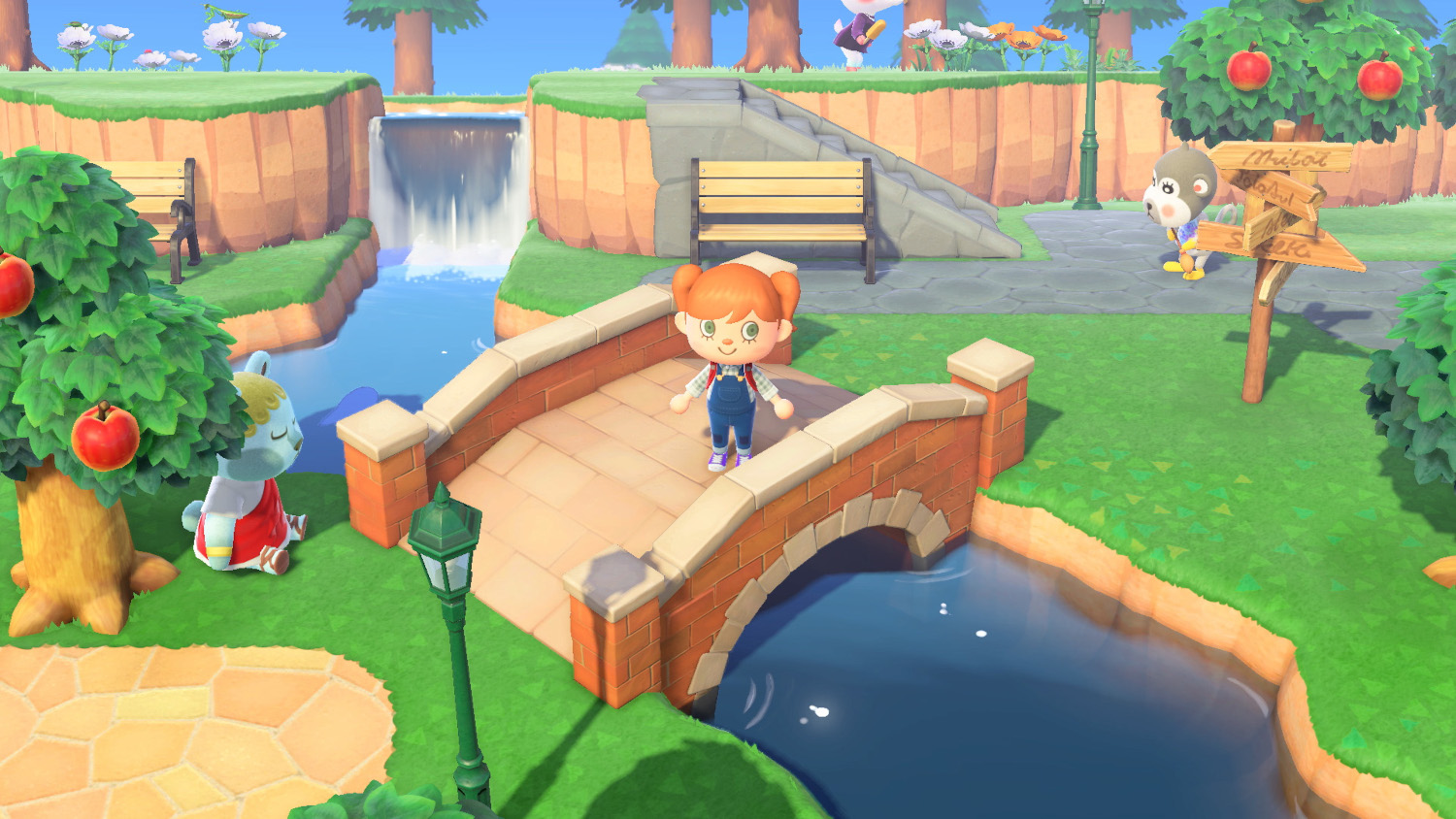 Une scène d'Animal Crossing: New Horizons avec un personnage joueur.