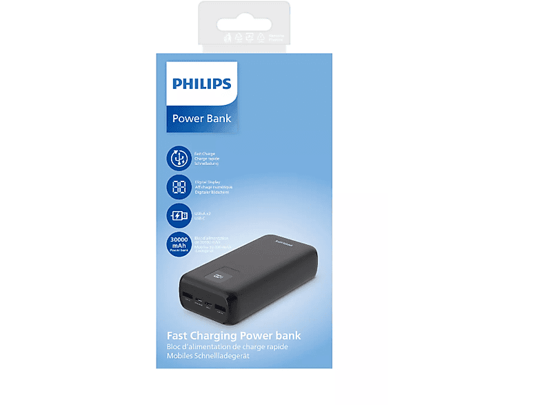 PHILIPS DLP1930CB/00 30.000mAh 2x USB-A & USB-C Bağlantısı Hızlı Şarj Taşınabilir Şarj Cihazı Siyah_1