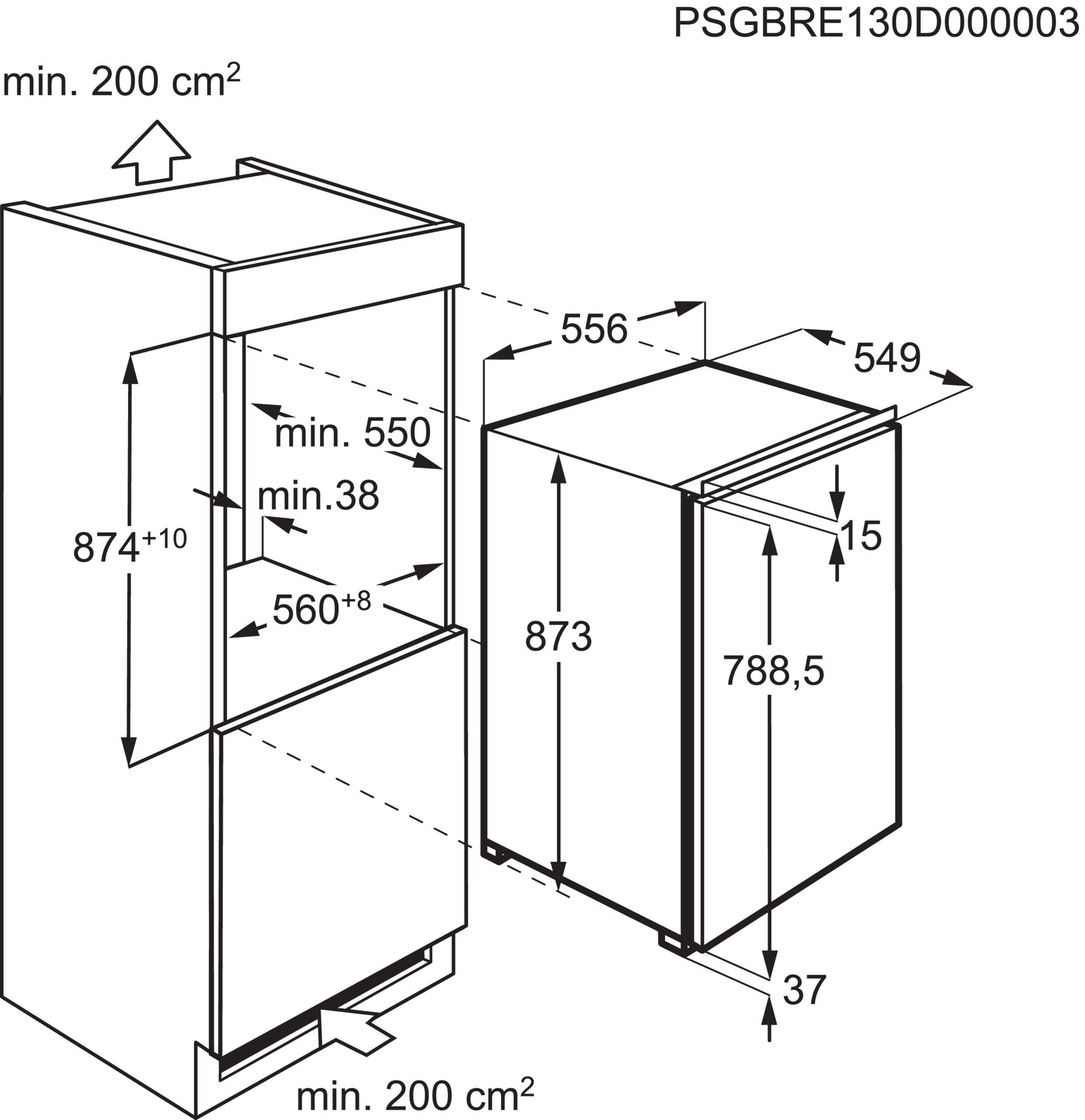 AEG SKE688E1AF Serie 5000 mit OptiSpace Kühlschrank (137 l, E, 873 mm hoch, Weiß)