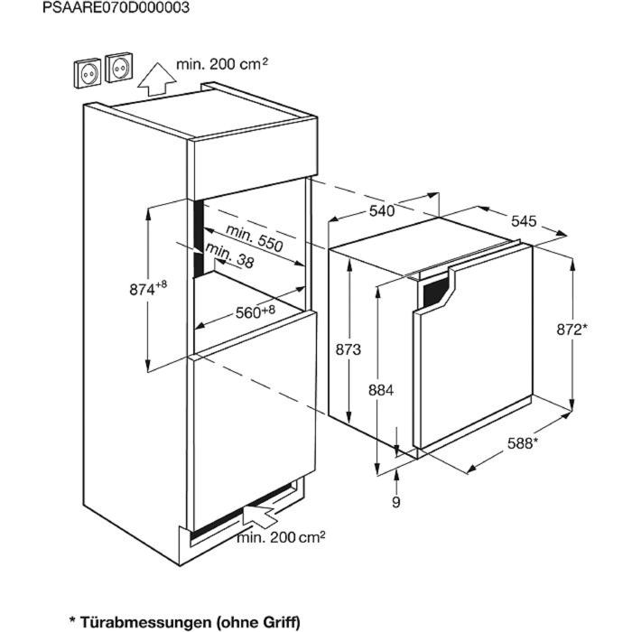 AEG SFB688F1AE Serie 5000 mit OptiSpace Kühlschrank (124 l, F, 881 mm hoch, Weiß)