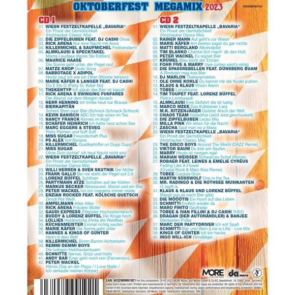 CD-Cover mit Titellisten und Logos. Ein Mix aus deutschen und englischen Titeln ist sichtbar.