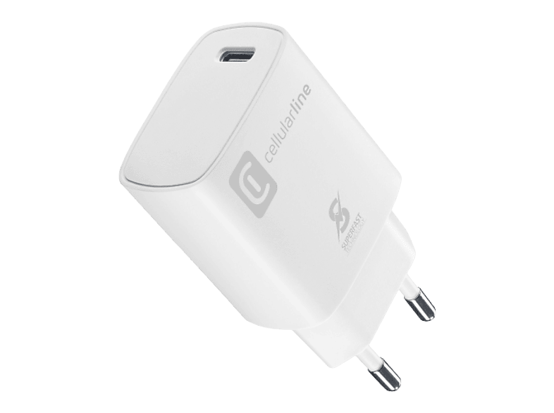 Cargador móvil - CellularLine ACHIPHUSBCPD20SMLW, Universal, USB-C, 20W, Blanco
