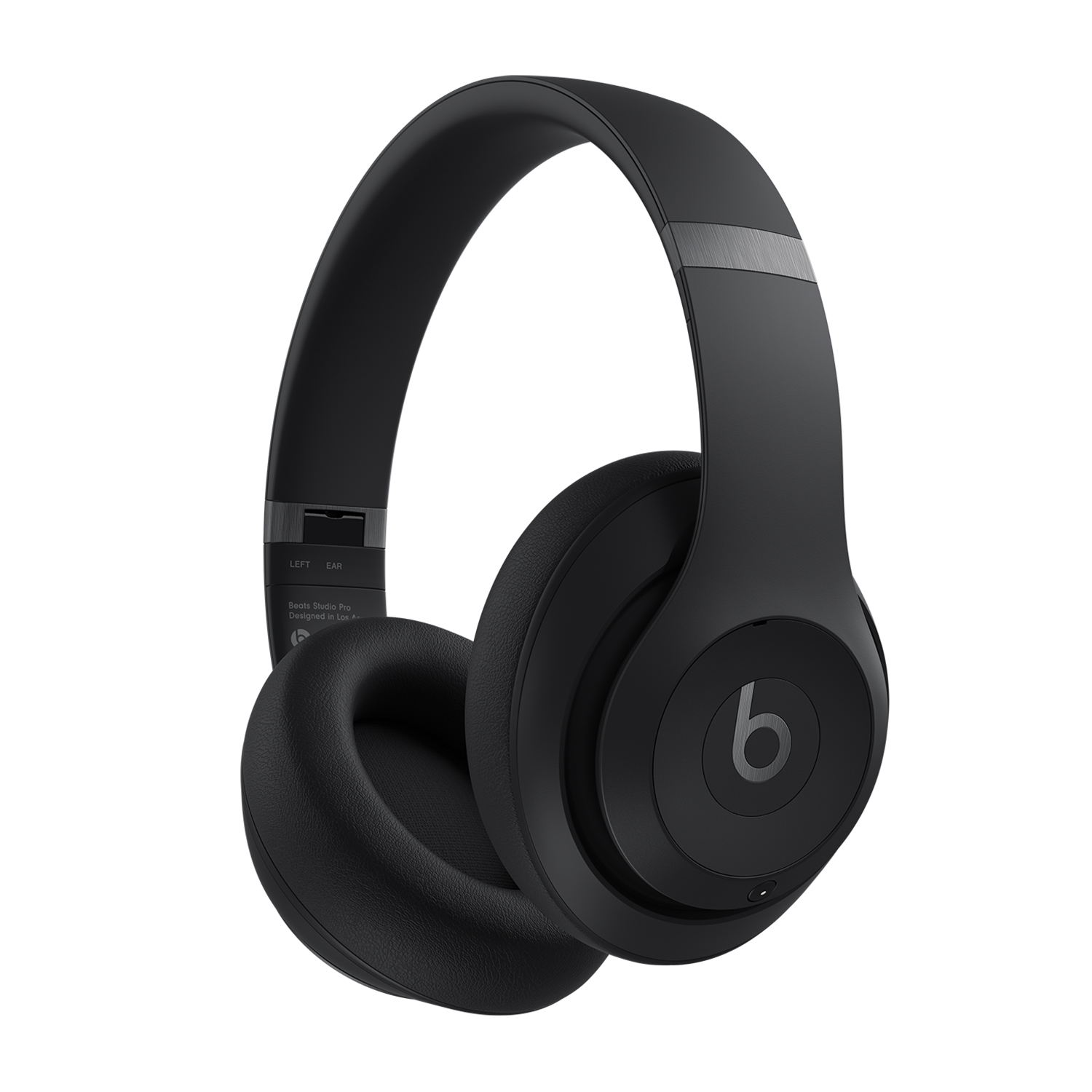 Cuffie Beats Studio Pro nere. Le cuffie sono su uno sfondo bianco.