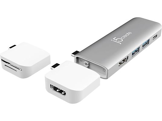 J5CREATE JCD387-N - Kit Ultradrive USB-C Dual-Display Modular Dock (Argent/blanc)