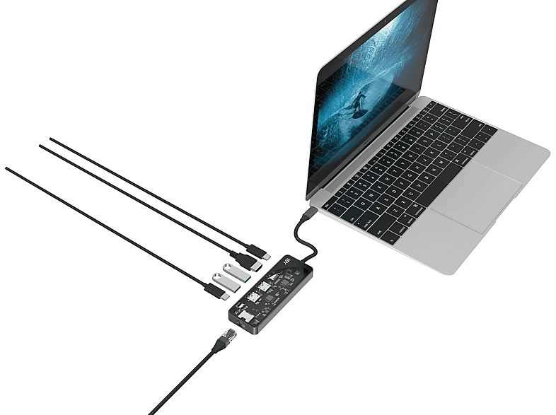 ISY IAD 1024-2 Multiport Adapter, USB-C 3.1, Gb-LAN, HDMI 2.0, 4K60p, Aluminium, Transparent/Silber — Foto 3 von 4