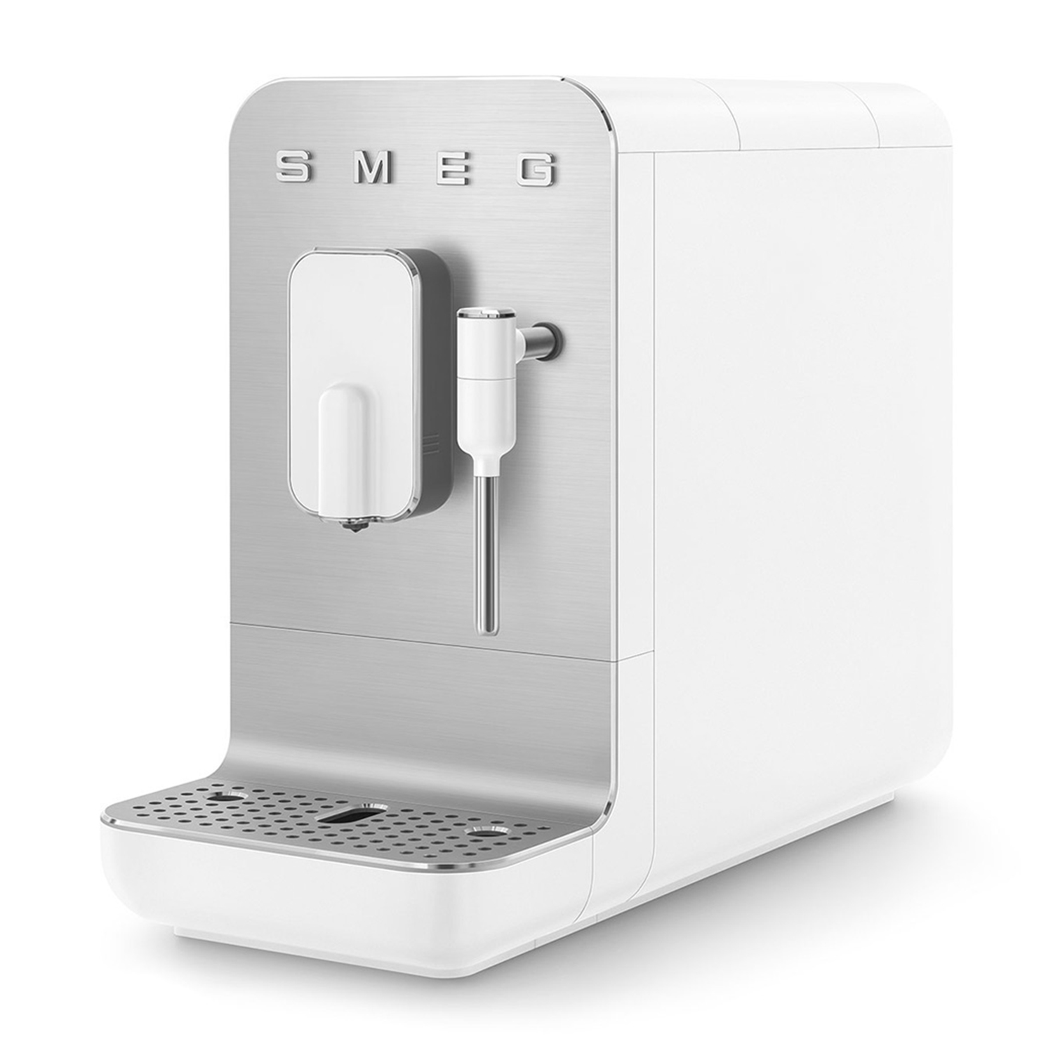 Macchina da caffè bianca e argento.