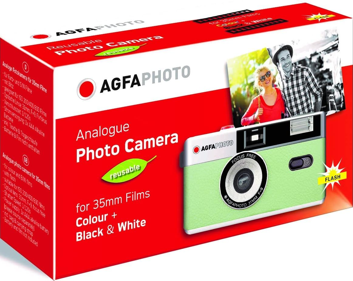 AGFA AgfaPhoto - Appareil photo analogique (Vert menthe/argent/noir)