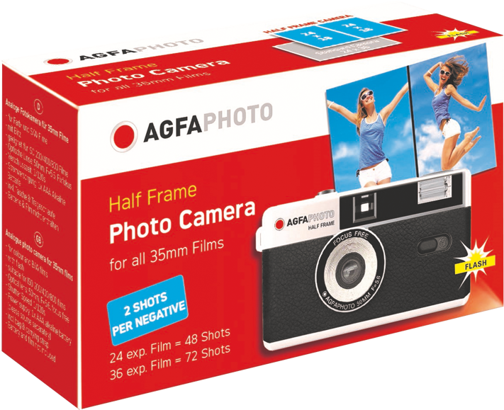 AGFA AgfaPhoto Half Frame - Appareil photo analogique (Noir/Argent)