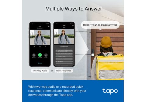 Tapo D230S1 - Sonnette Vidéo Connectée Tapo sur batterie + Hub