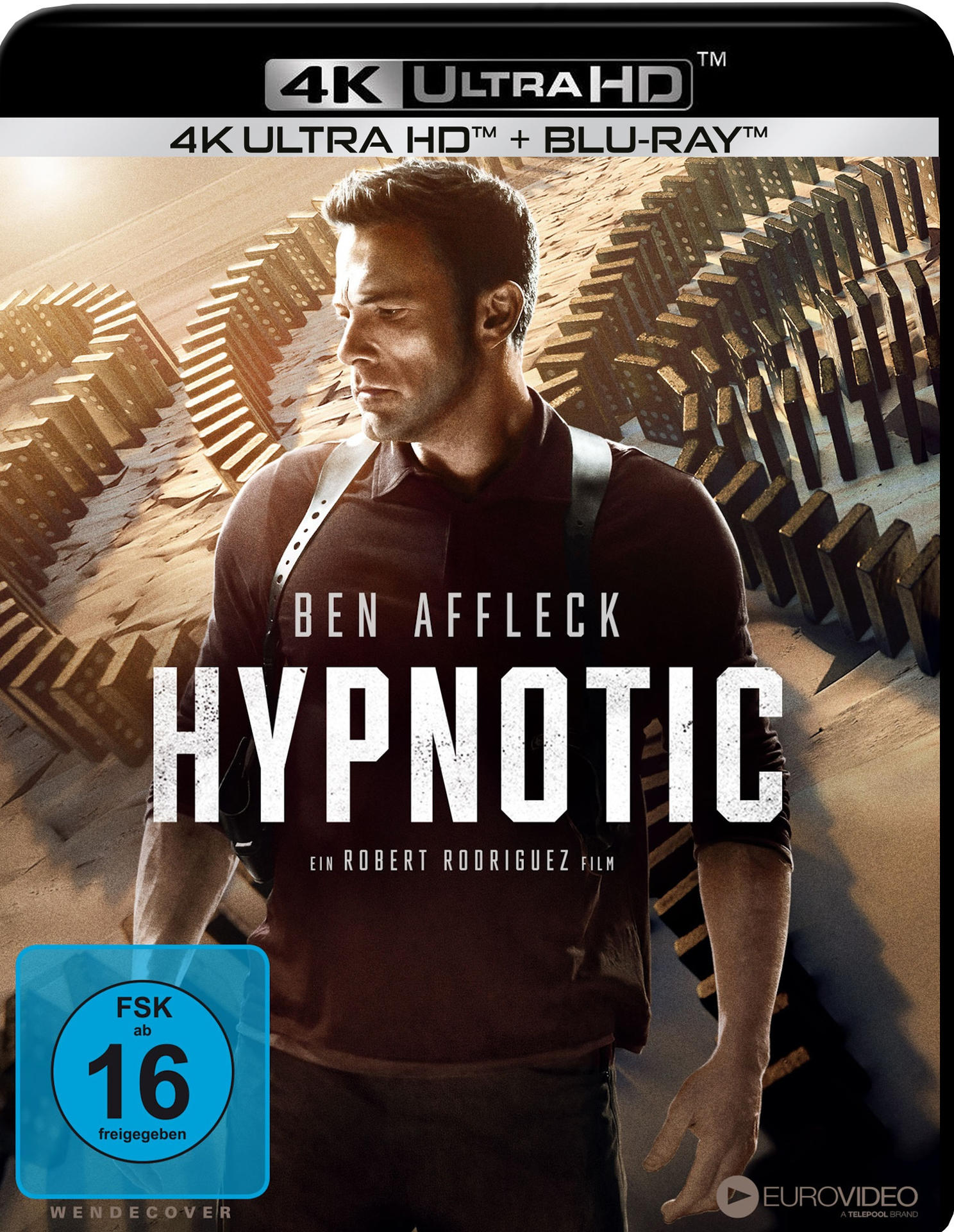 Filmposter für "Hypnotic" mit Ben Affleck, Filmtitel und Altersfreigabe.