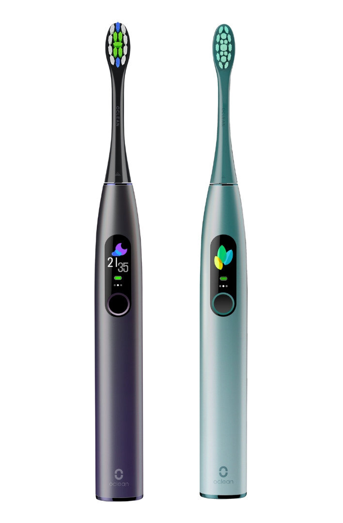Zestaw szczoteczek sonicznych OCLEAN X Pro Dual Fioletowy + Zielony