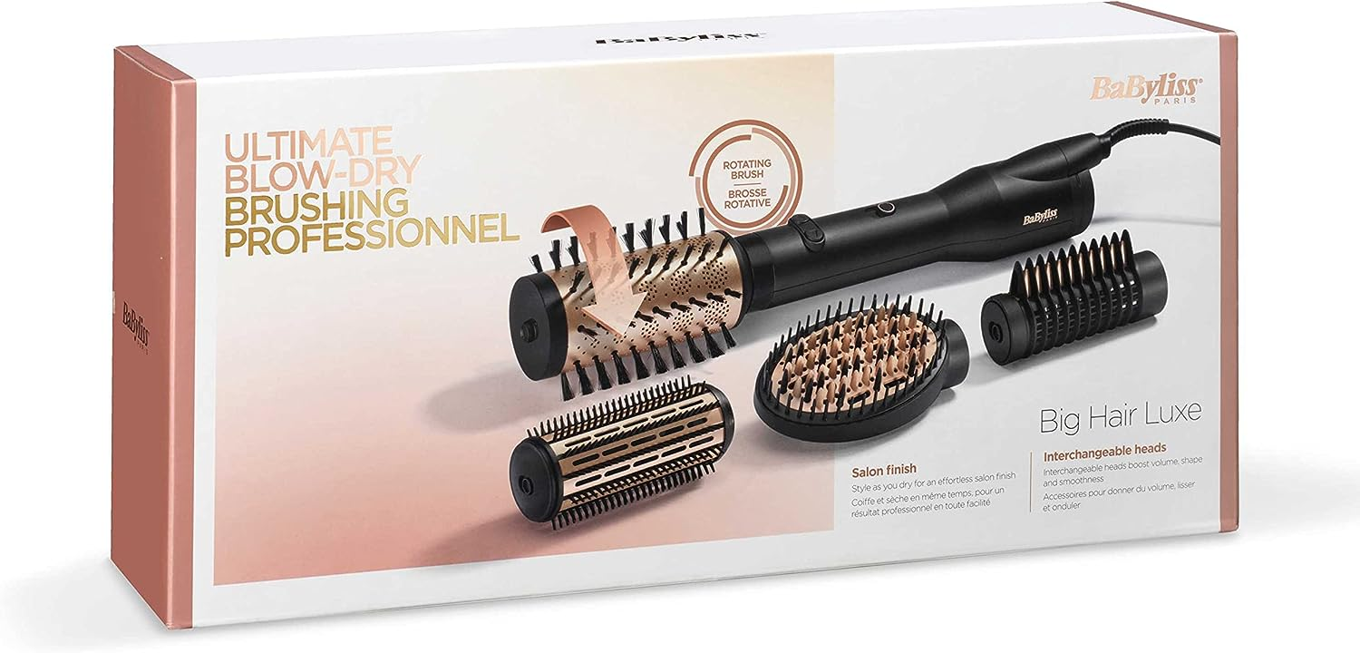 Confezione di un arricciacapelli Babyliss con testine intercambiabili, dettagli del prodotto visibili.