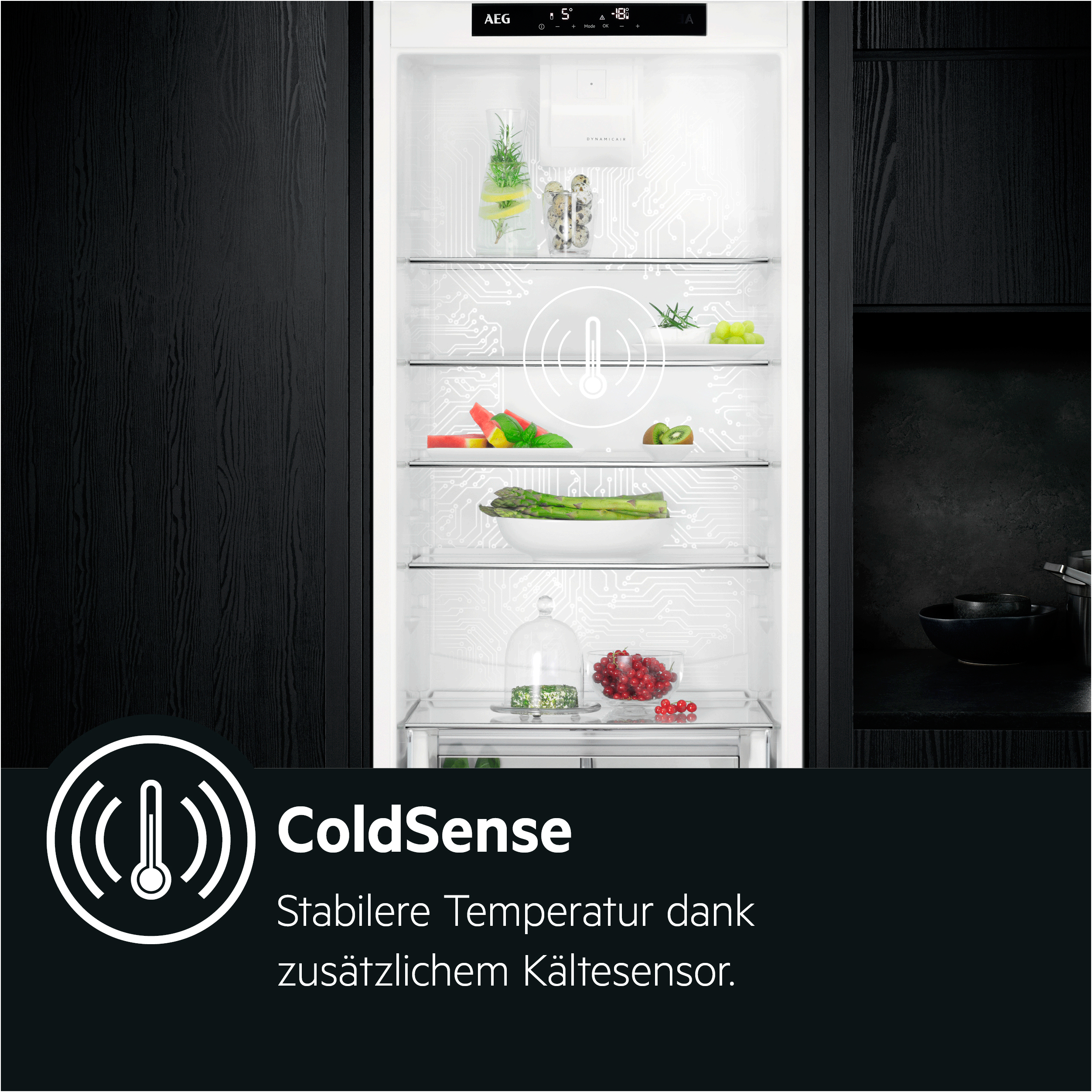 AEG SCE618F3LF Serie 5000 mit ColdSense Kühlgefrierkombination (F, 261 l, 1769 mm hoch, Weiß)