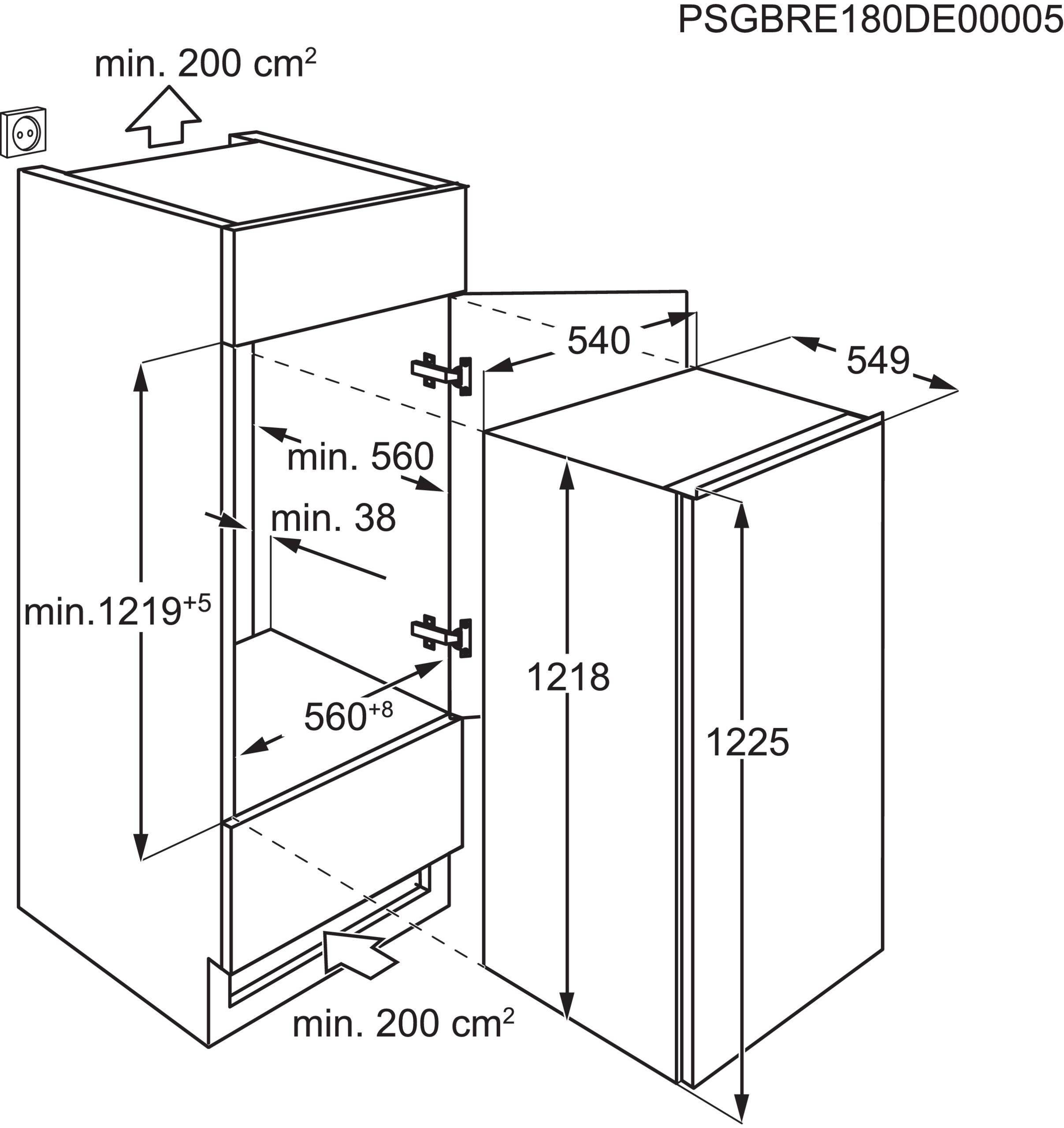 AEG SFE712FAAS Serie 5000 mit OptiSpace Kühlschrank (188 l, F, 1218 mm hoch, Weiß)
