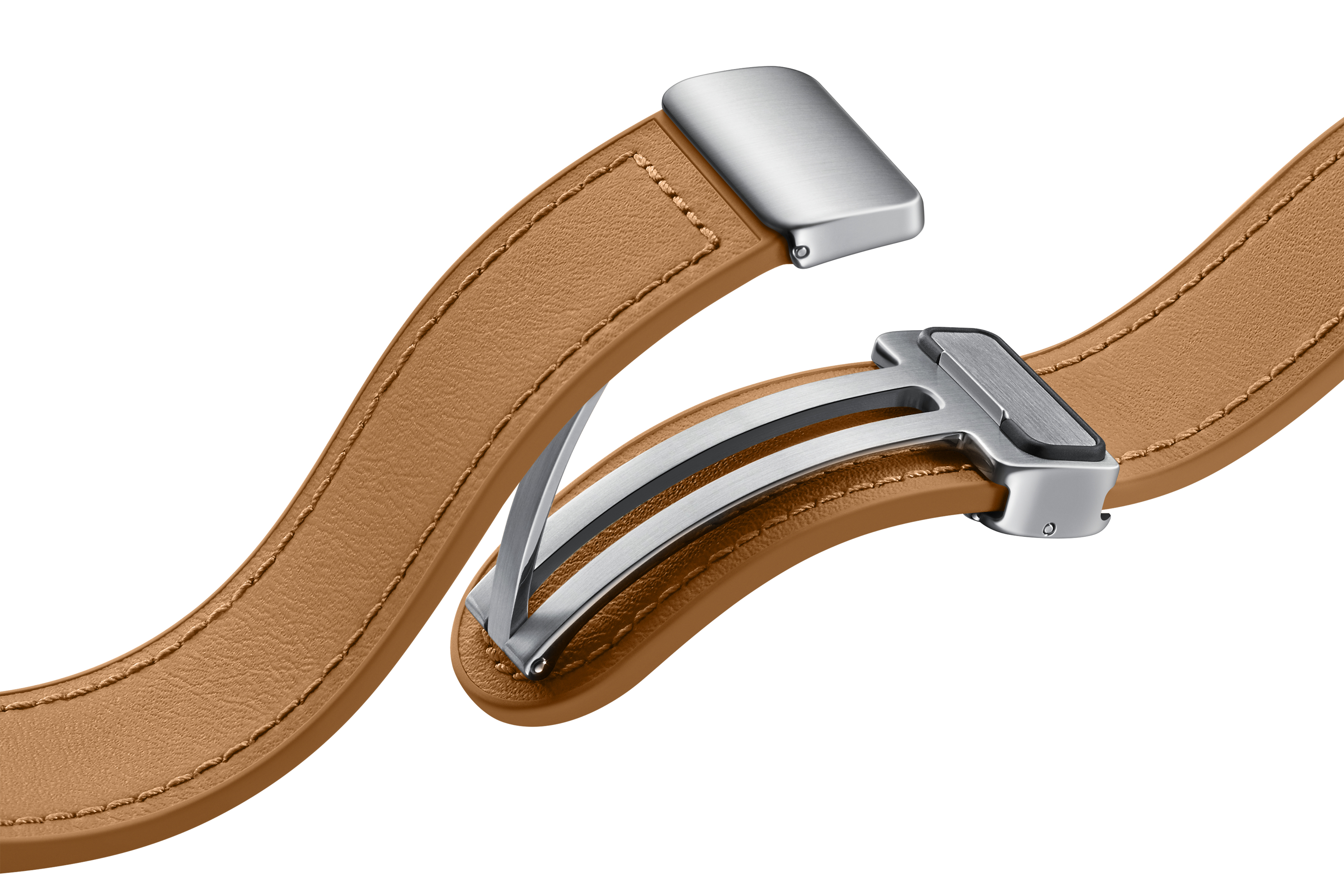 Correa - Samsung ET-SHR93SDEGEU, Para Galaxy Watch6, S/M, 20 mm, Con Hebilla en D, Cuero ecológico, Marrón claro