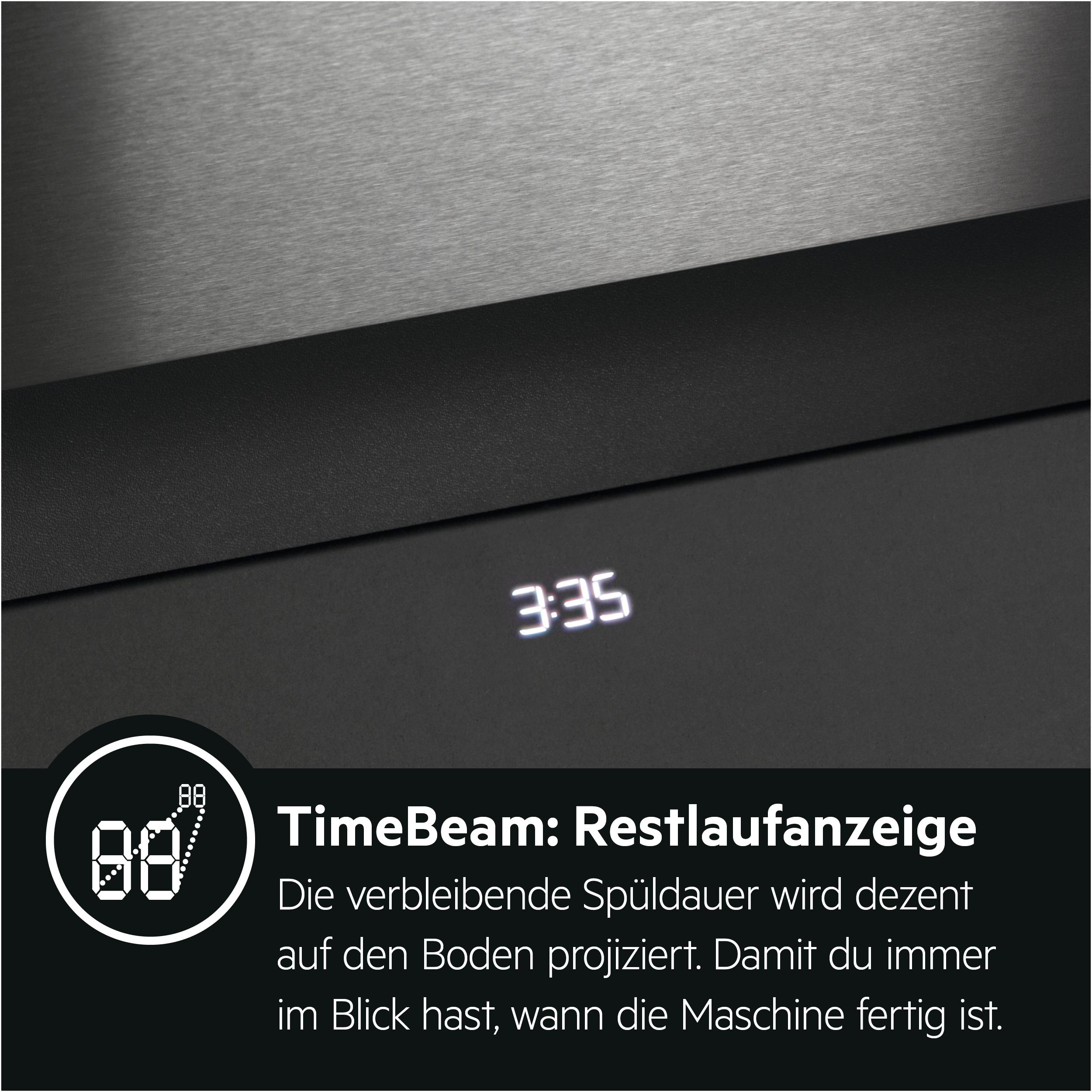 Geschirrspüler-Display mit 3:35 und Logo.