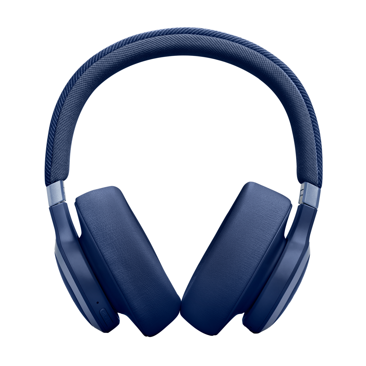 Navy blue headphones. The headband and ear cups are visible against a black background.