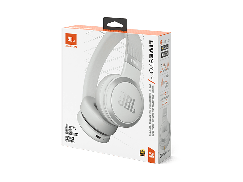JBL Live 670NC Bluetooth Kopfhörer (On-Ear), Weiß — Foto 3 von 3