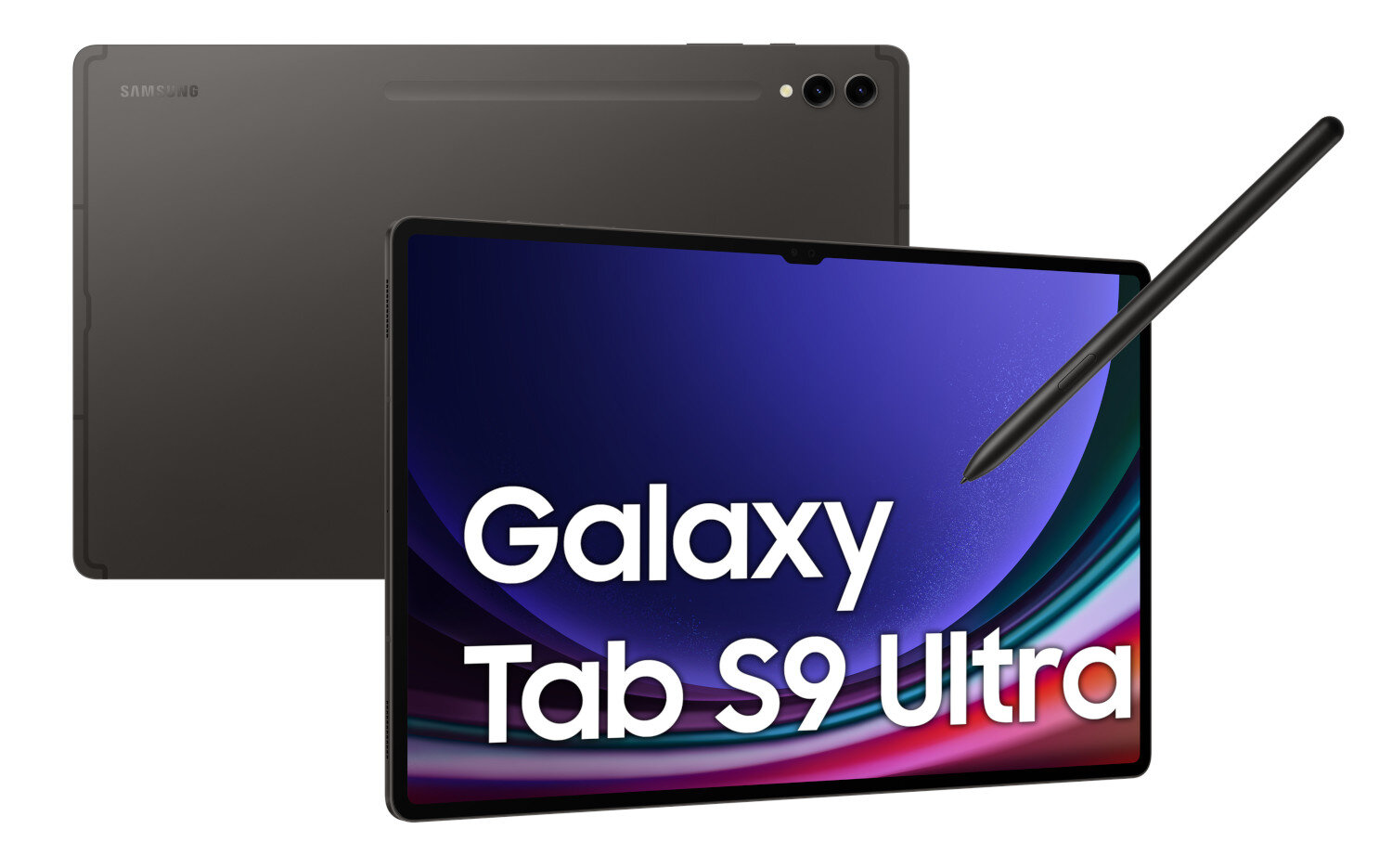 Tablet z Galaxy Tab S9 Ultra na ekranie. Tył tabletu również widoczny.