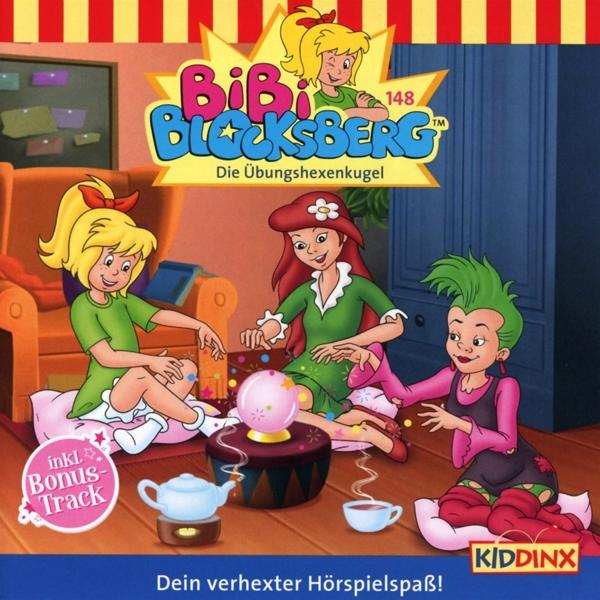 Albumcover für ein Bibi Blocksberg Hörspiel. Drei Mädchen sitzen, eine Kristallkugel und eine Teekanne sind sichtbar.