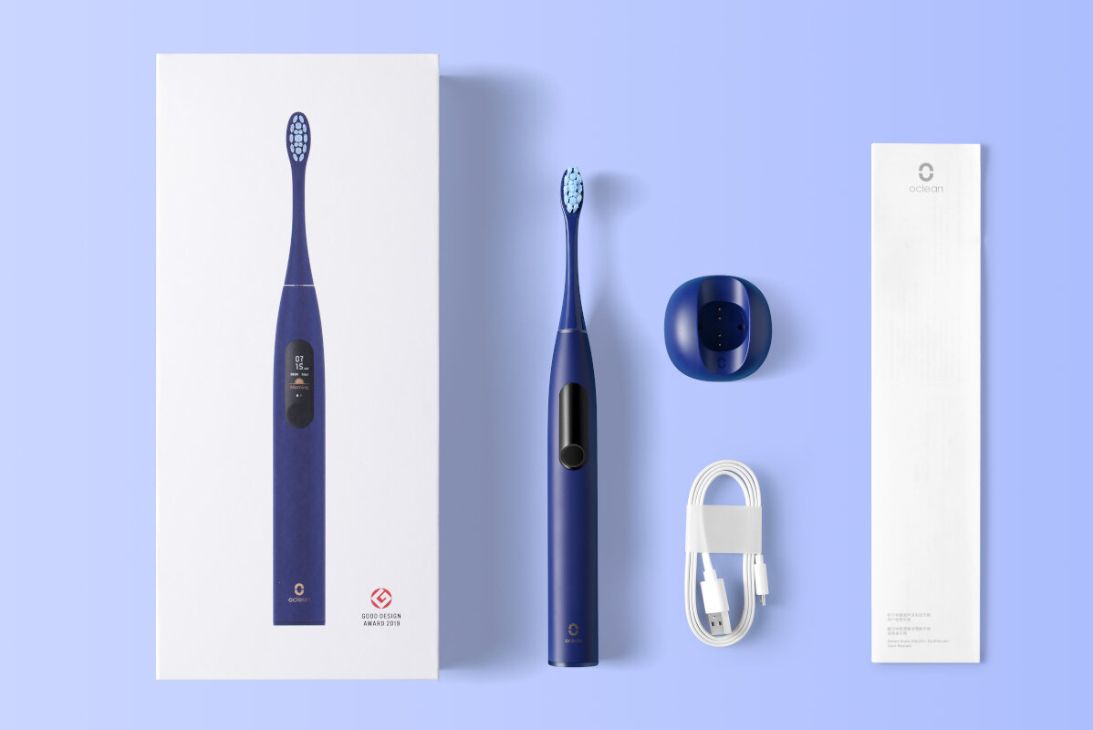 Zestaw OCLEAN Szczoteczka X PRO Granatowa + Irygator W10 Zielony