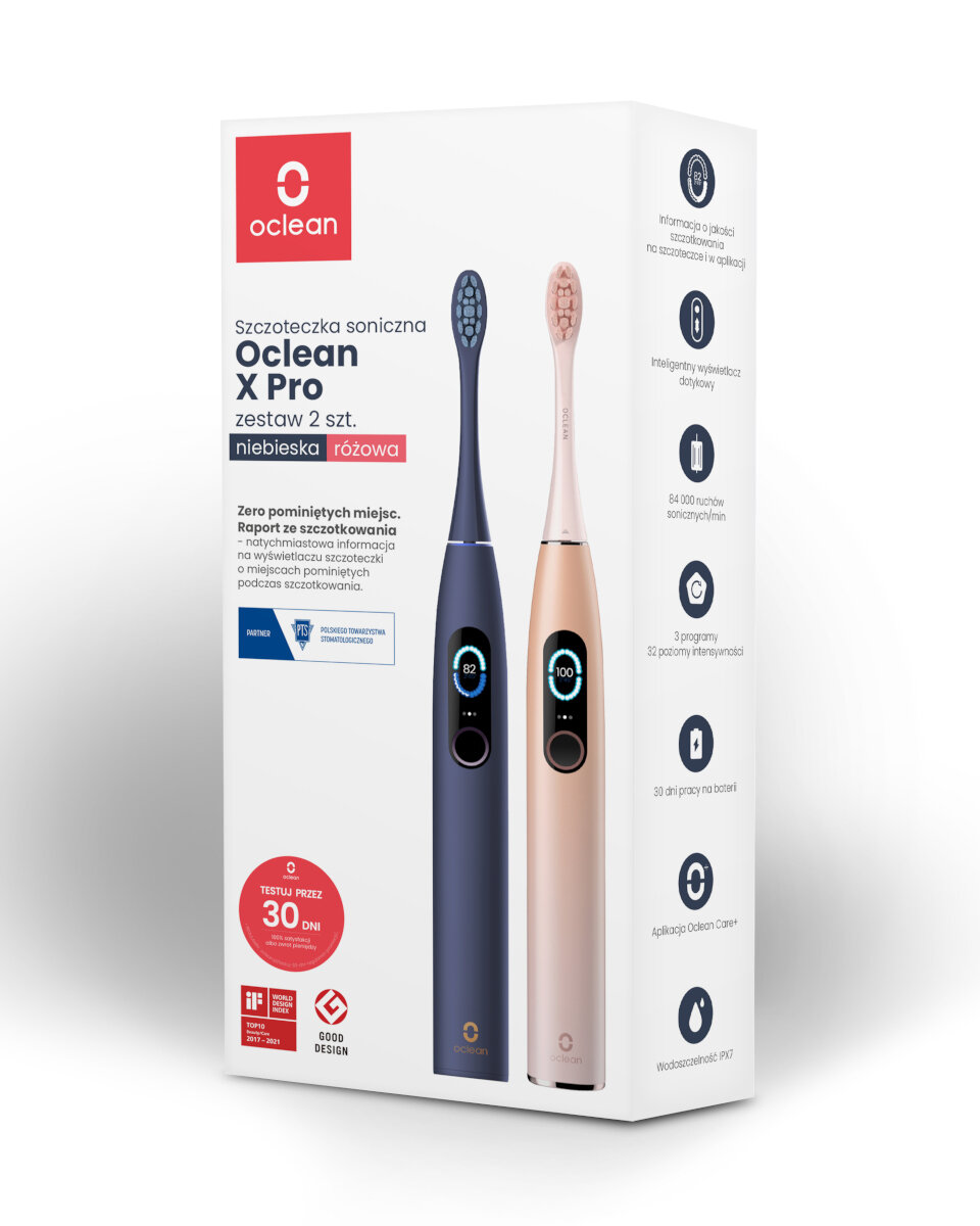 Zestaw szczoteczek sonicznych OCLEAN X Pro Dual Niebieski + Różowy