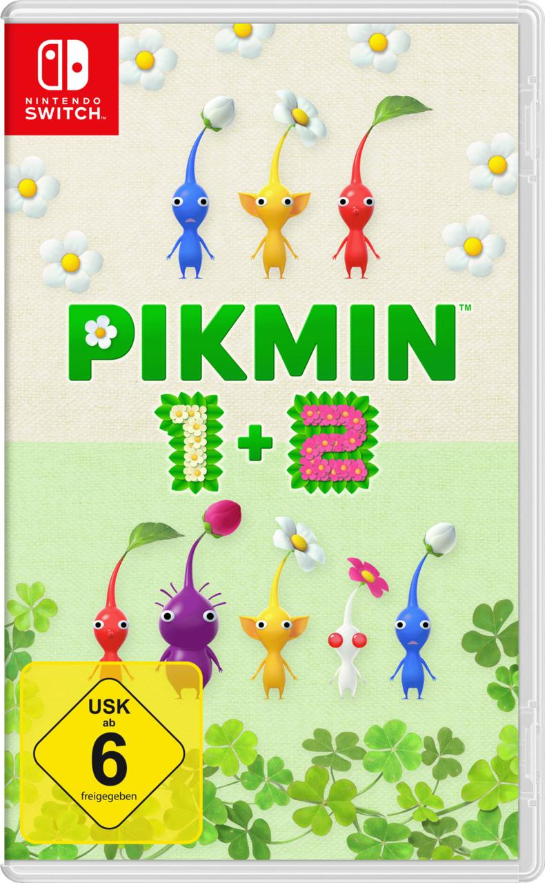 Pikmin 1+2 Spielhülle für Nintendo Switch. Bunte Pikmin-Charaktere auf dem Cover.