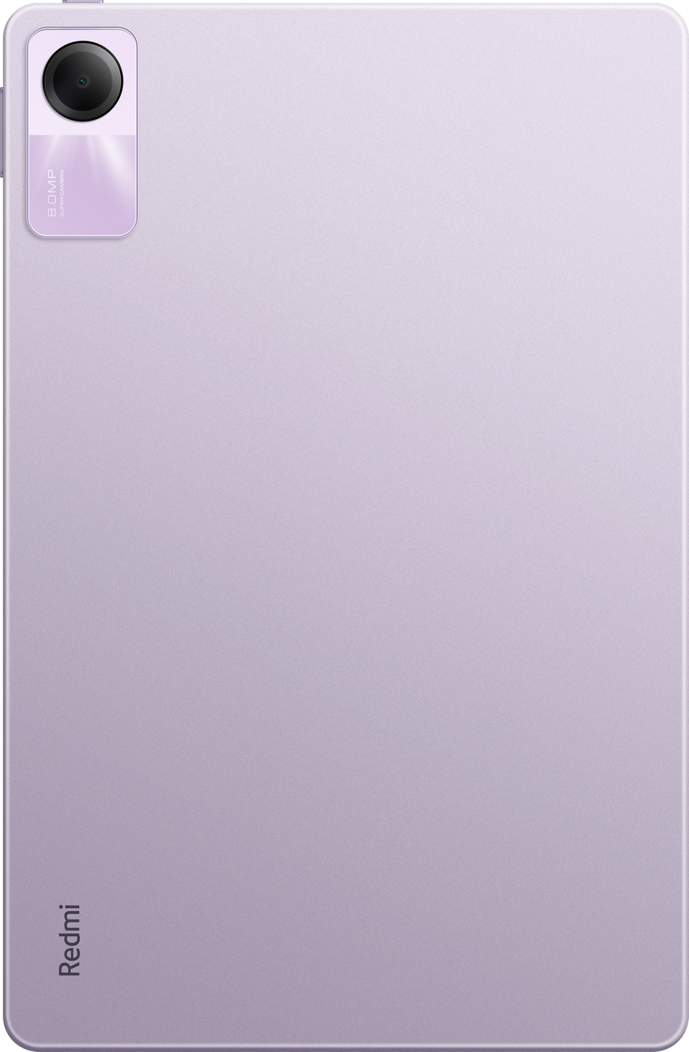Una tableta morada con una cámara, con el logotipo de Redmi en la parte inferior.