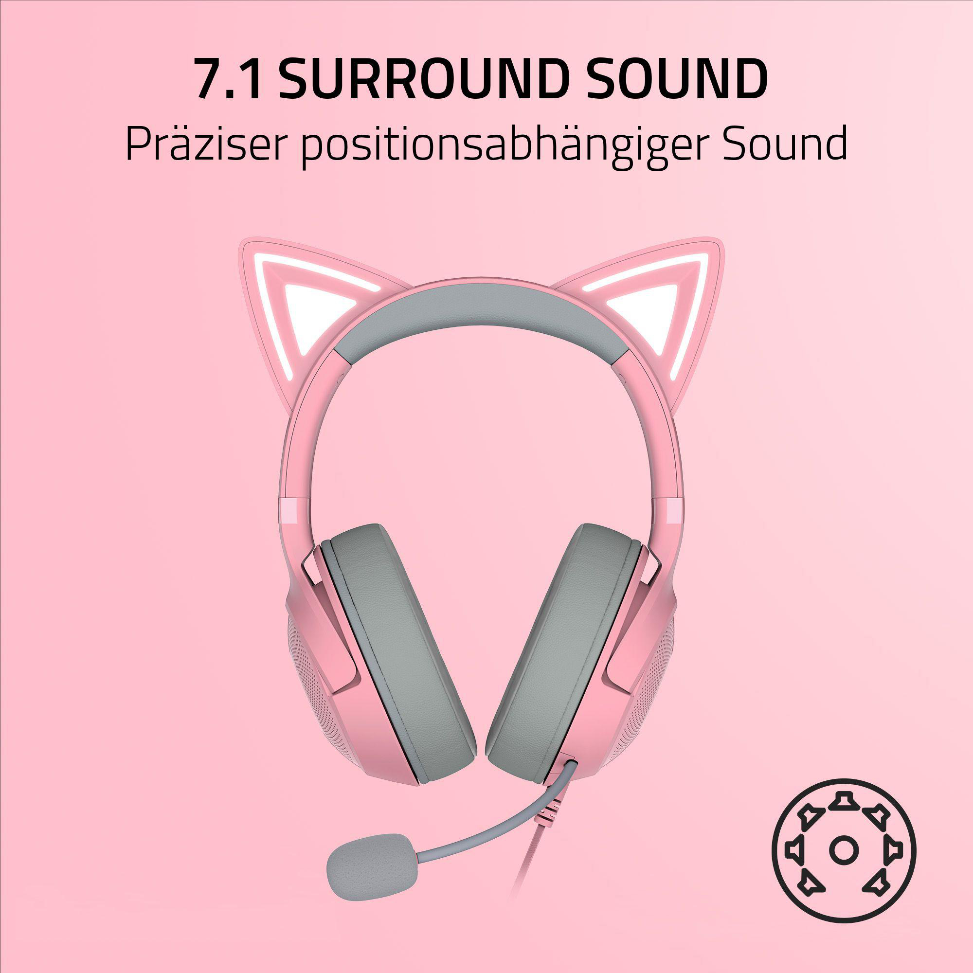 RAZER Kraken Kitty V2, Over-ear Gaming Headset Quartz