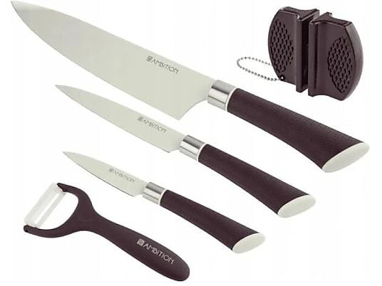 Komplet noży AMBITION Pure Line 5 elementów (3 noże z ostrzałką i obieraczką)