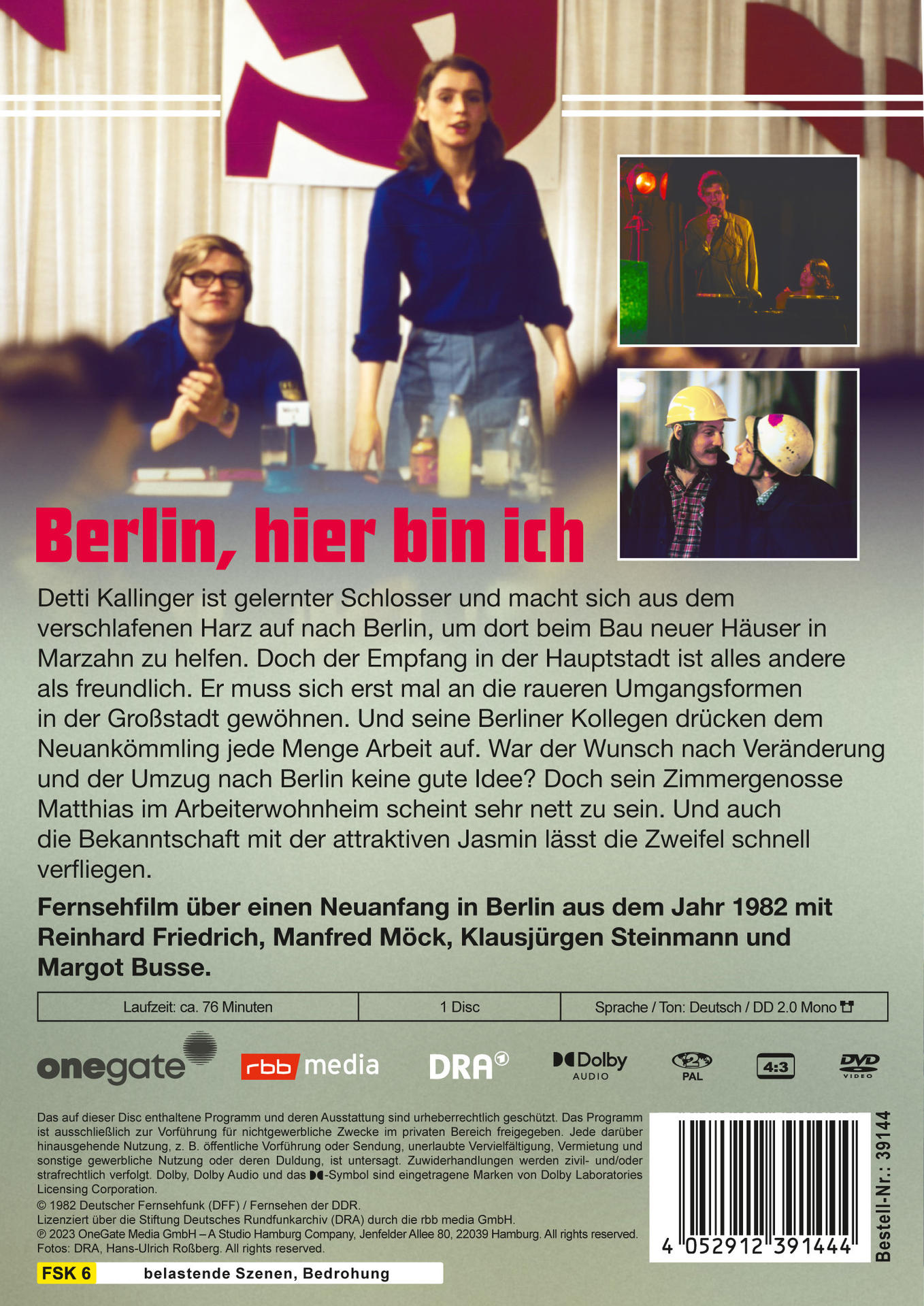 DVD-Cover mit zwei Personen, die sich ansehen, mit dem Text Berlin hier bin ich.