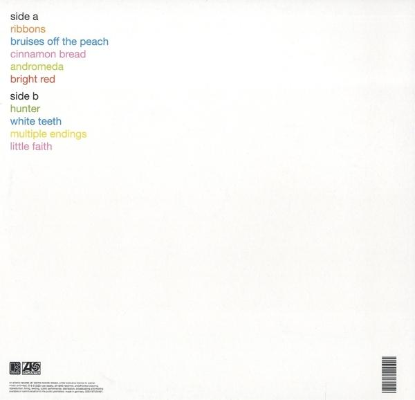 Rückseite eines Musikalbums, Trackliste und Albumtitel.