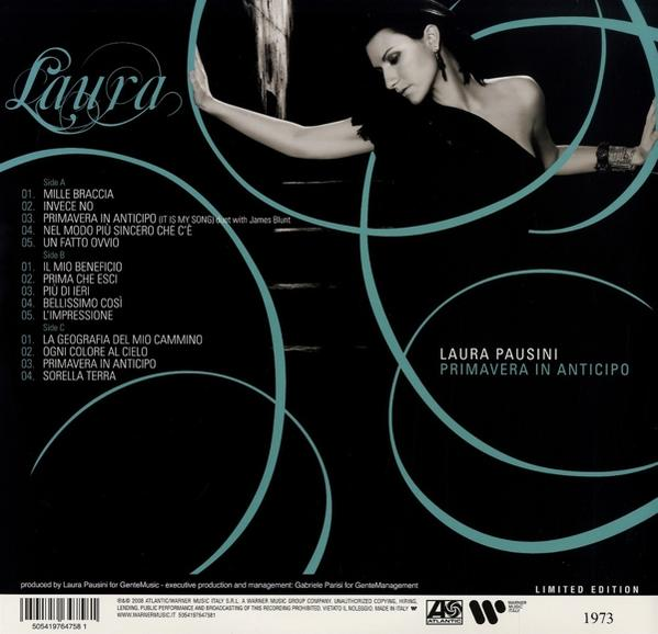 Albumcover mit einer Frau und Songtiteln in italienischer Sprache.