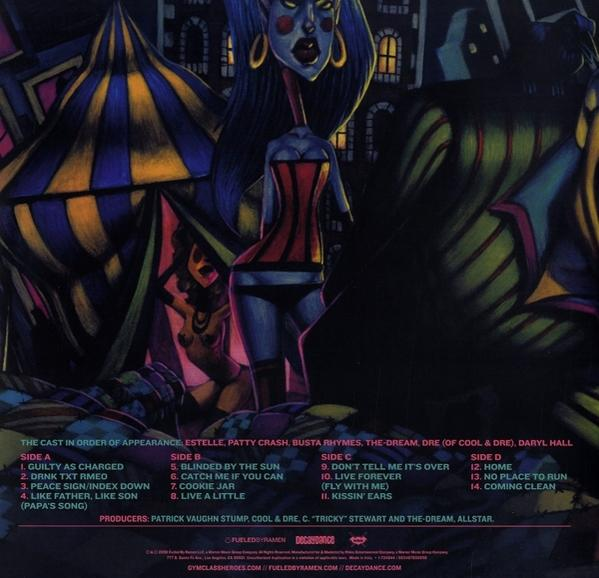 Albumcover mit bunten Illustrationen und Trackliste, Seite A, B, C und D.