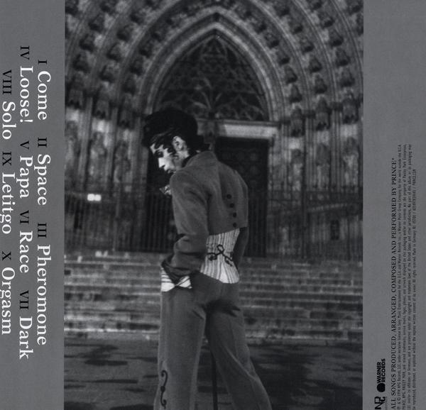 Die Rückseite von Prince's Album 'The Black Album'.