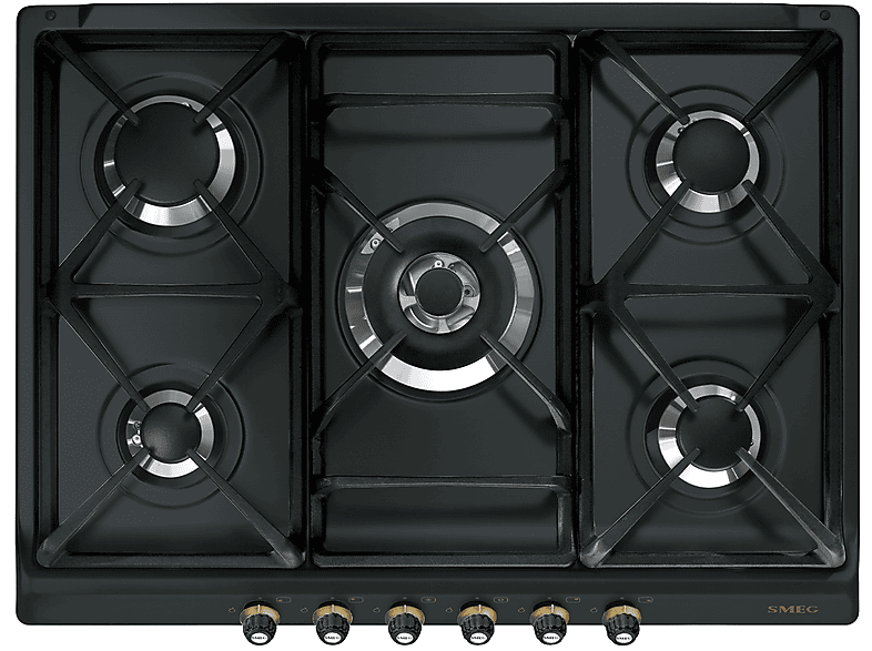 Smeg Sr775Ao Piano Cottura Gas, 5 zone di cotura, dimensioni: L 68,5 cm, P 50 piano in Smaltato, Antracite