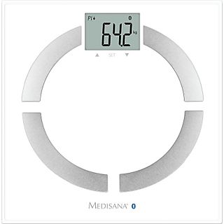 Báscula de baño - Medisana BS444 Connect, Peso máximo 180 Kg, Análisis corporal, Bluetooth, Blanco