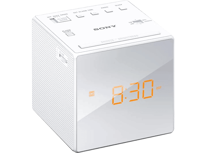 Radio Despertador SONY ICF-C1W (Blanco - Digital - AM/FM - Batería - Alarma  Doble - Función Snooze)