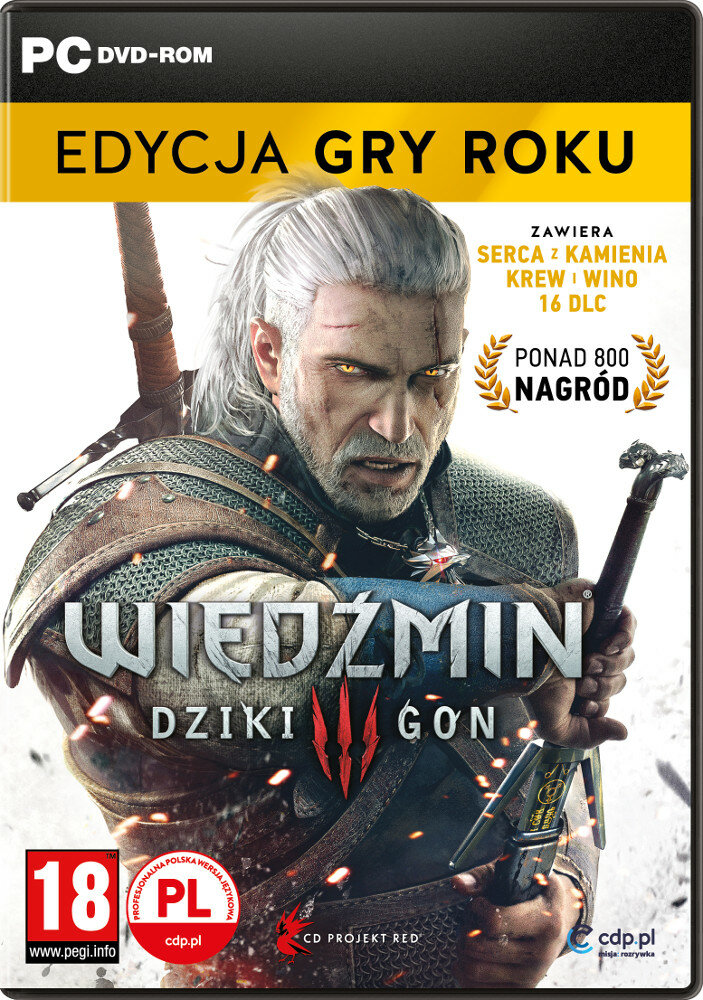 Gra PC Wiedźmin 3: Dziki Gon Edycja Gry Roku (zawiera dodatki Serca z kamienia, Krew i Wino)
