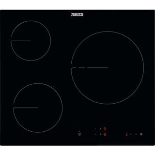 Placa vitrocerámica - Zanussi ZHRK639K, Vitrocerámica, 3 zonas, 60 cm, Negro