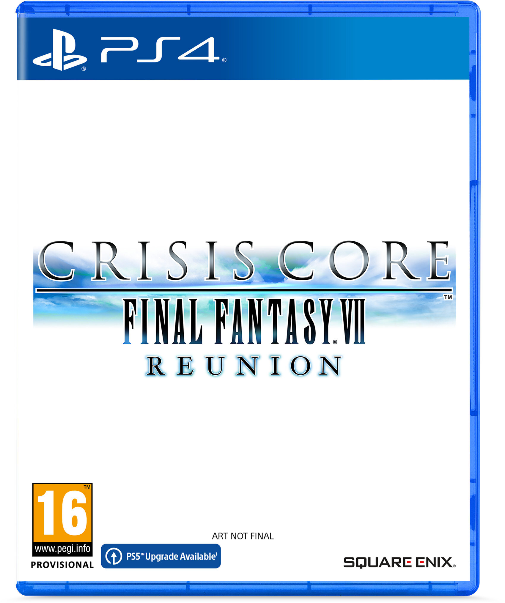 Okładka gry Crisis Core: Final Fantasy VII Reunion z niebieskim etui PS4.